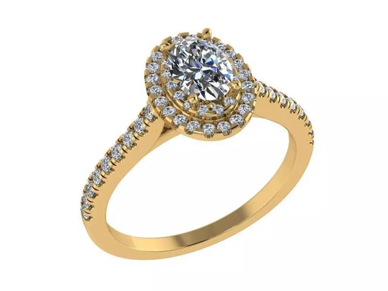 Ring214 oval diamond halo engagement ring gold