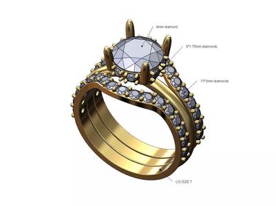 Round 8mm diamond setting curved eternity gurad ring US size 7