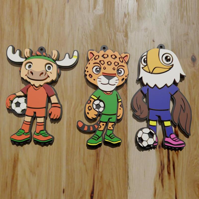 PACK of 3 KEYRINGS of official mascots of the 2026 FIFA World Cup (STL & 3MF)