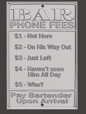 bar fees sign