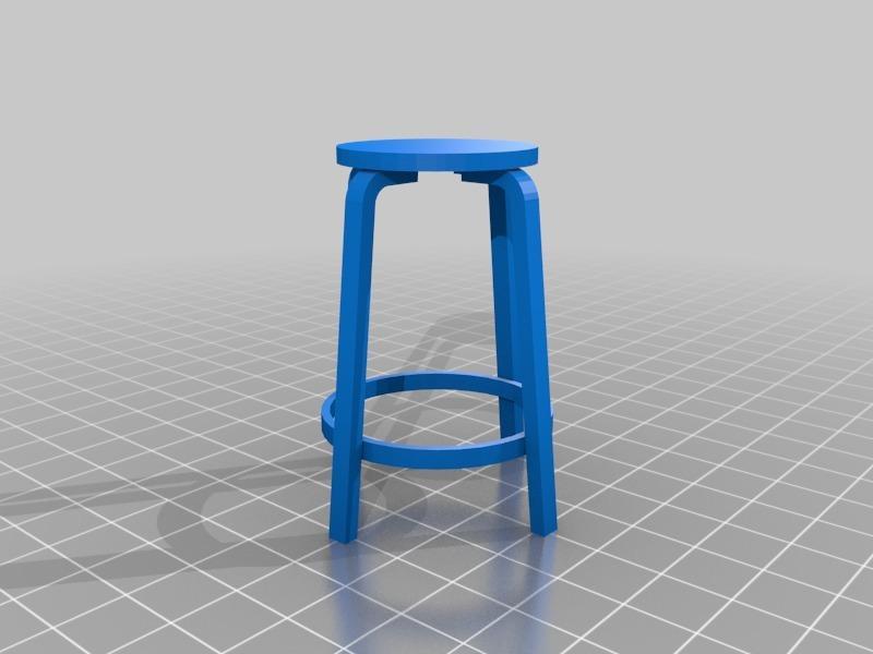 1:12_Alvar Aalto L-leg Collections 64 Bar Stool 