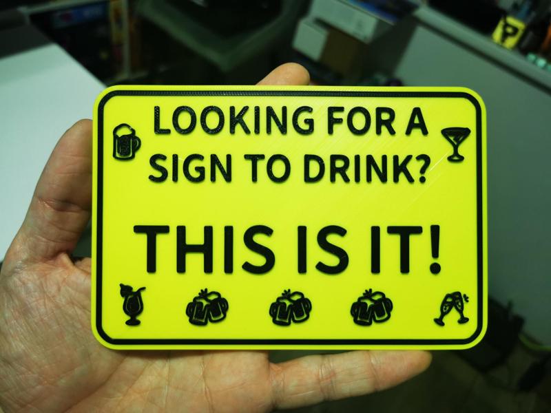Sign to drink