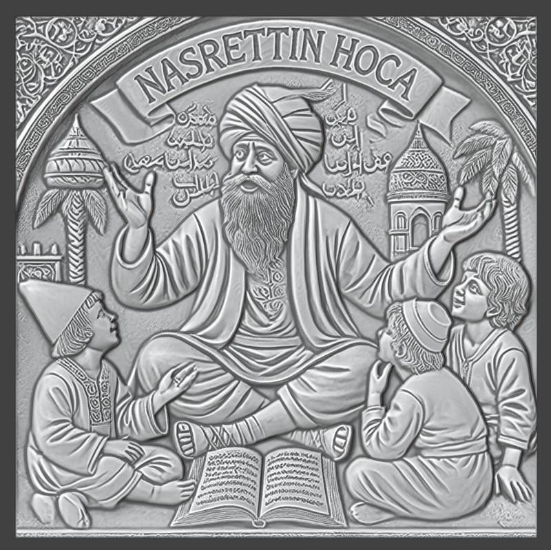 Nasrettin Hoca Teaching Wisdom Bas Relief, Bas-Relief, 3d Print, CNC Stl Model