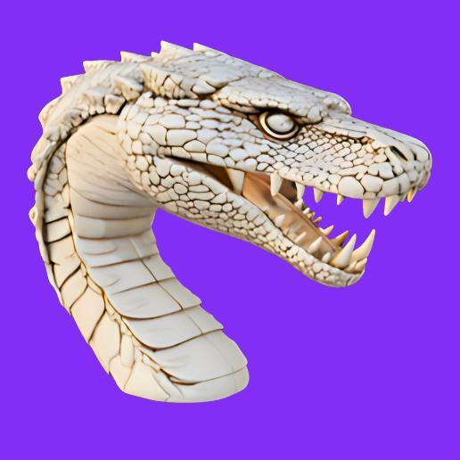 White Dragon Head with Open Jaw