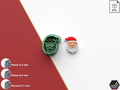 Polymer Clay Cutter Santa *6 Size *3 Cut Version | Christmas / New Year | STL file for 3D printing