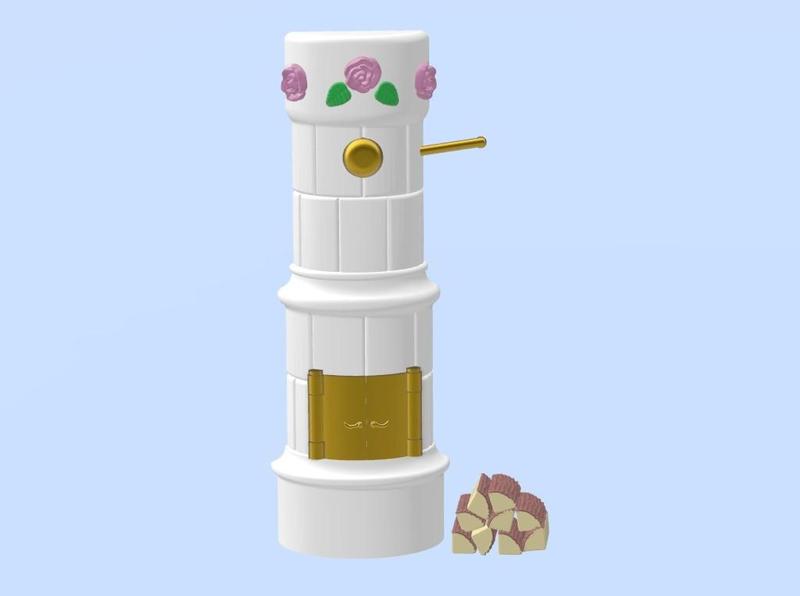 Tiled Stove with and without rose decoration