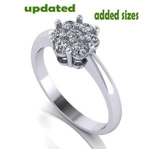 Printable STL jewelry engagement ring round flower 0.52ct