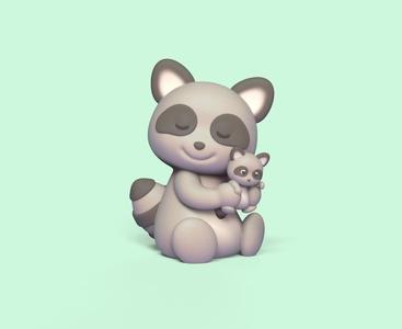 Raccoon with Baby