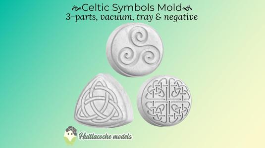 Celtic symbols mold: 3-parts mold, tray, vacuum forming, negative