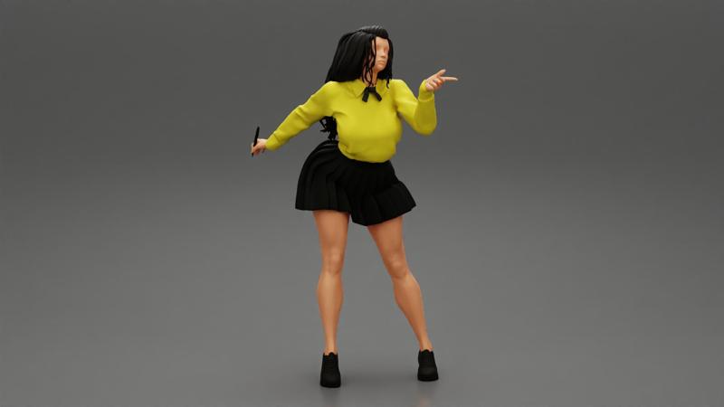 School Girl posing with pencil