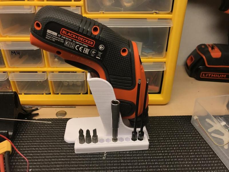 Bitsholder for Tool Stand for BLACK+DECKER Rechargeable Screwdriver by shinano
