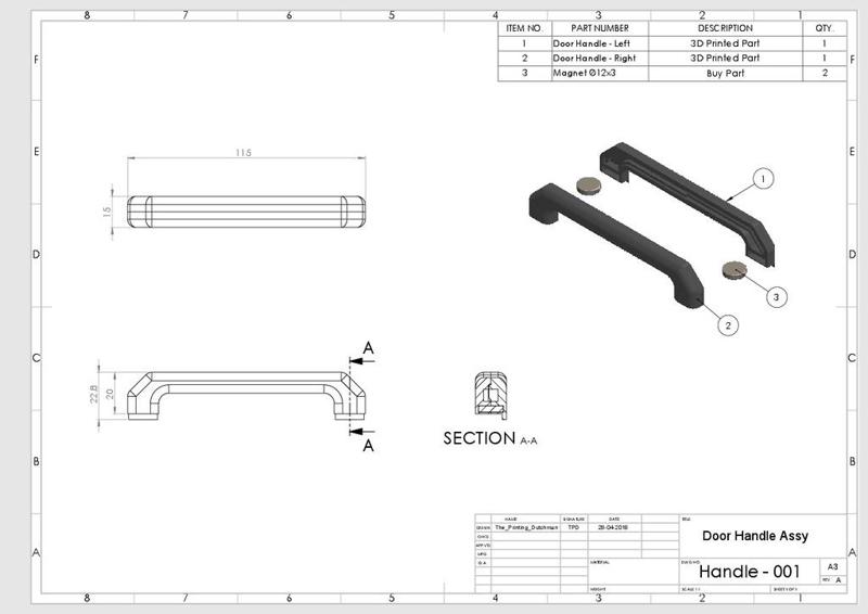 Ultimaker 2 (+) Door hinge + Handle