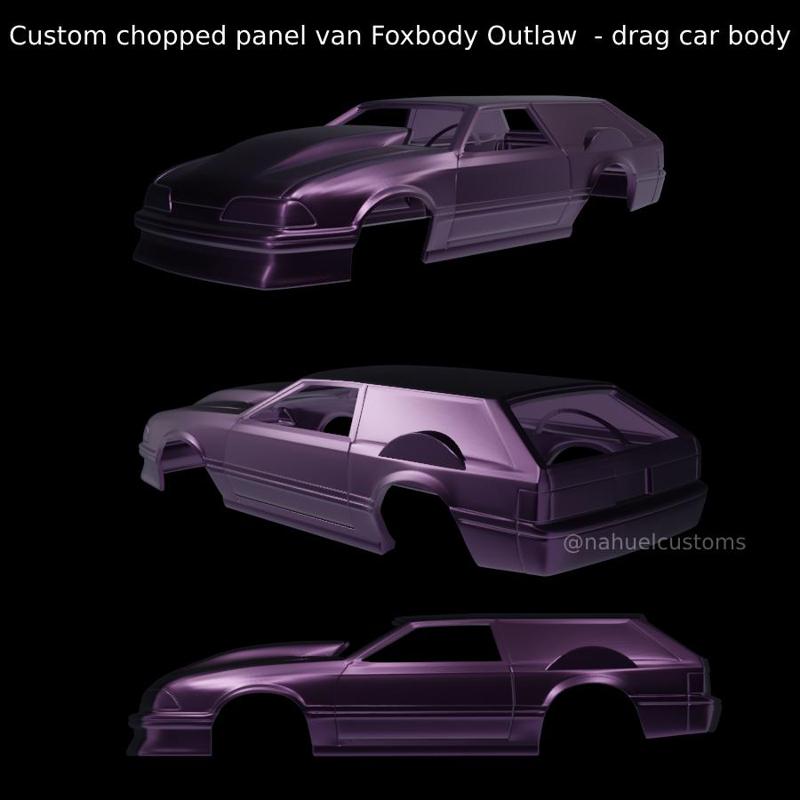 Custom chopped panel van Foxbody Outlaw  - drag car body