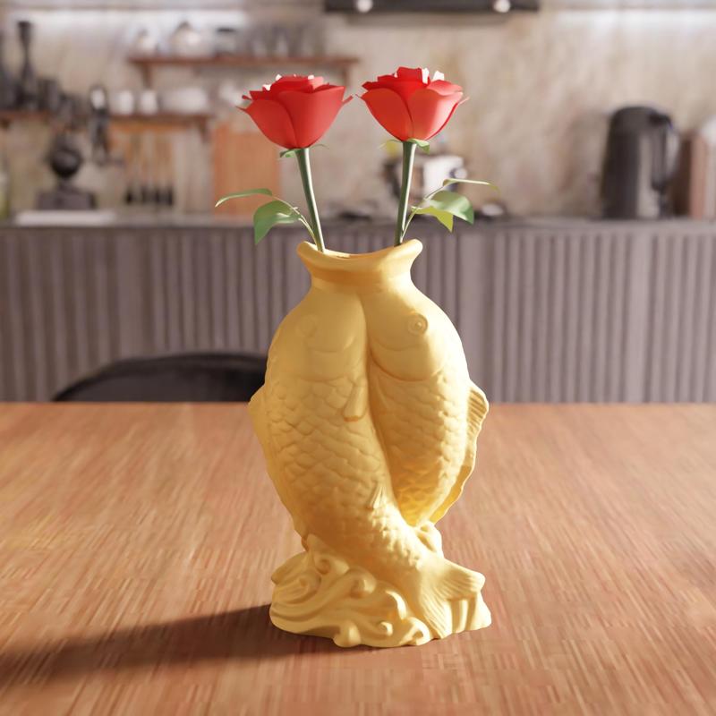 3D Fish Vase STL File - 064