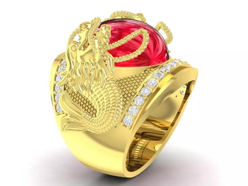 Asian Fengshui  carp turns Dragon Ring 3319