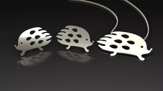 hedgehog pendant-earrings set