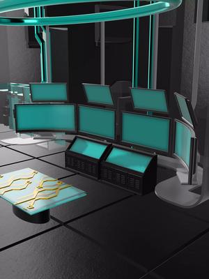 Diorama TVs Screens and vintage super computer