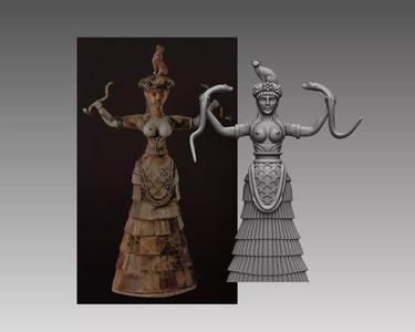 Minoan snake goddess figurines  Knossos