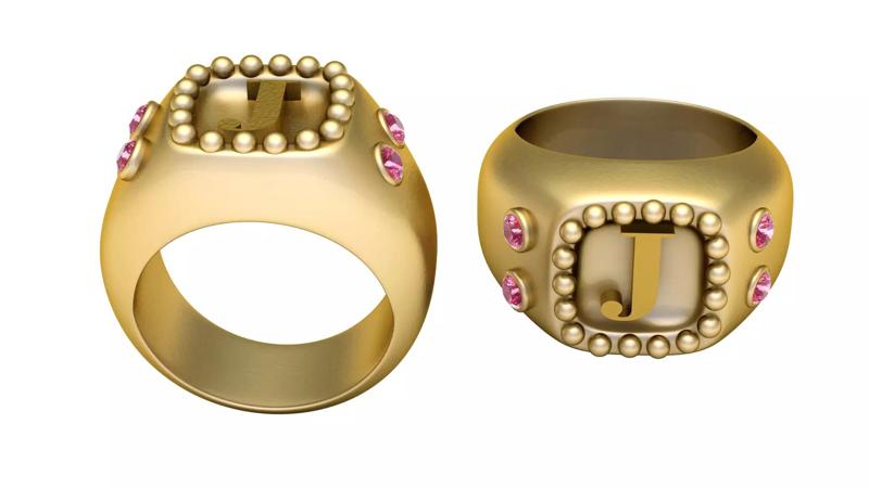 J ALPAHBETS  RING  3D PRINTABLE MODEL