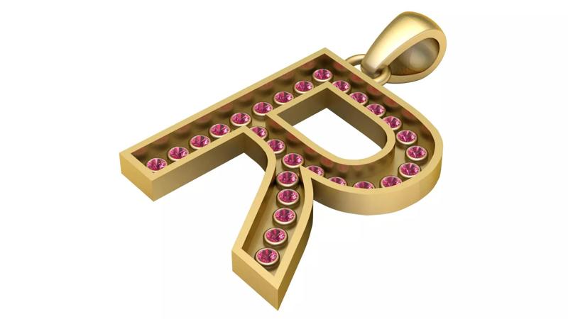 R ALPAHBETS PENDANT   3D PRINTABLE MODEL
