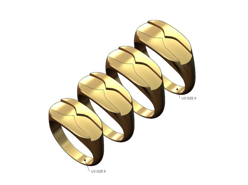 Fashion brand engraving dome signet ring US sizes 6to9 3D print model