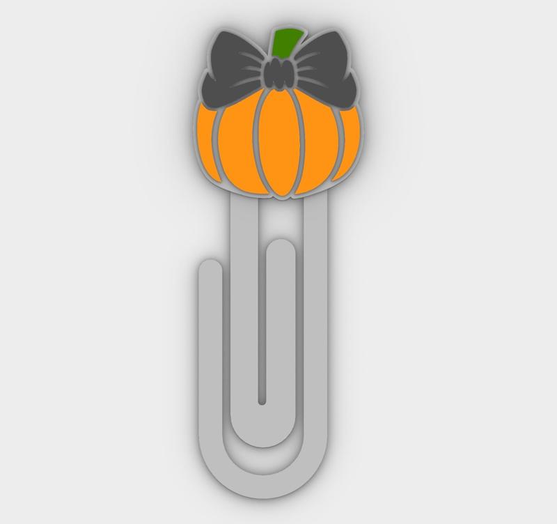 Paperclip Pumpkin with black ribbon - bookmark - 3MF pre-painted , STL