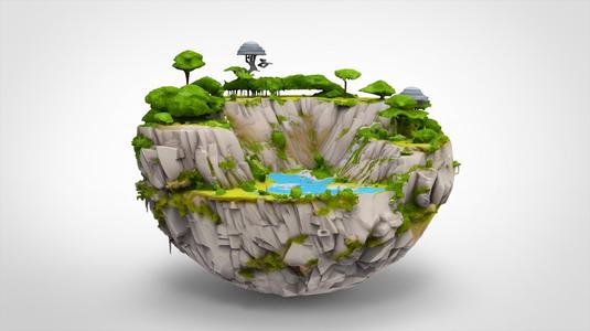 Spherical Island with Lake