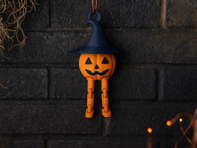 Articulated Pumpkin Witch Charm