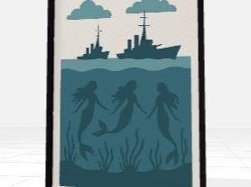 Battleships and Mermaids Shadow Box