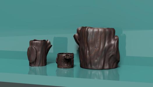“Wooden Stumps” Set – planters/decor