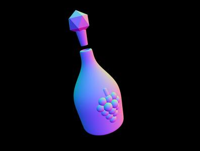 Wine bottle with grapes  and Platonic cap