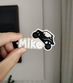 Name tag generator with off-road car - Mike
