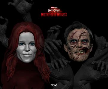 DR STRANGE AND CHRISTINE PALMER HEADS - ZOMBIE - MULTIVERSE OF MADNESS