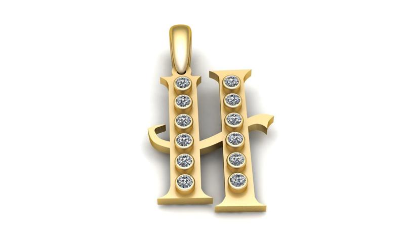 GOLDEN ALPHABET H PENDANT 3D PRINTABLE MODEL