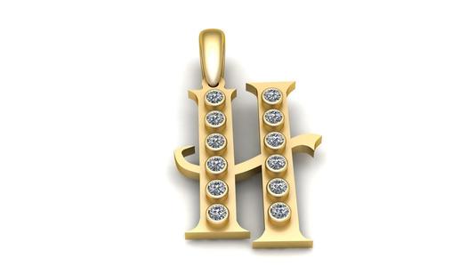 GOLDEN ALPHABET H PENDANT 3D PRINTABLE MODEL