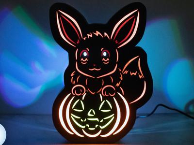 Halloween Eevee with Pumpkin Lightbox