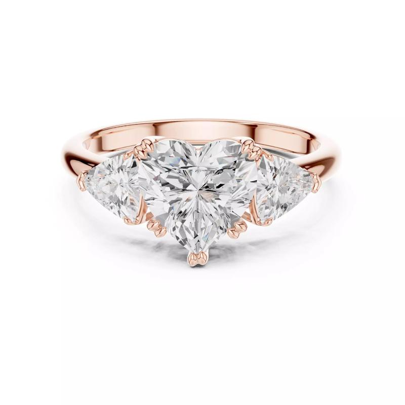 Three Diamond Heart and Trillion Curved Cut Ring 3DM STL Video