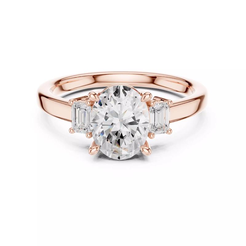 Three Stone Oval and Emerald Cut Engagement Ring 3DM STL Video