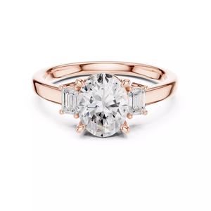 Three Stone Oval and Emerald Cut Engagement Ring 3DM STL Video