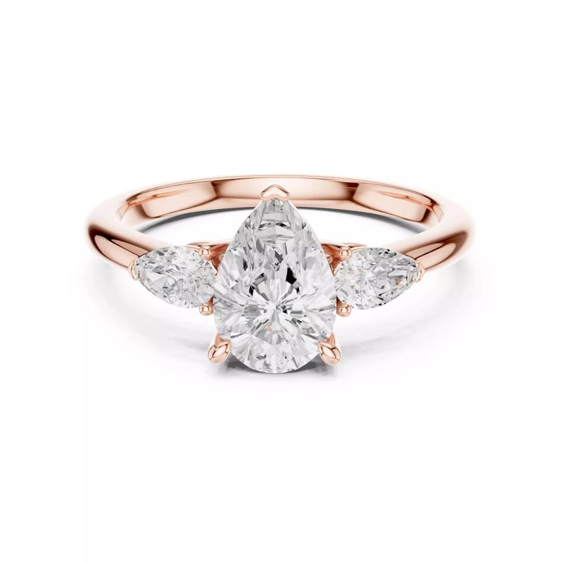 Three Stone Pear Diamond Engagement Wedding Ring 3DM STL Video