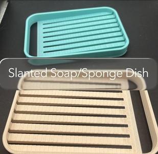 Slanted Soap & Sponge Holder with Drainage Slots
