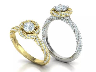 Twisted Engagement Ring with Half Carat Stone 3dmodel