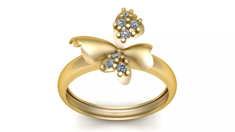 Stylish Butterfly Diamond Ring 3d Printable Model