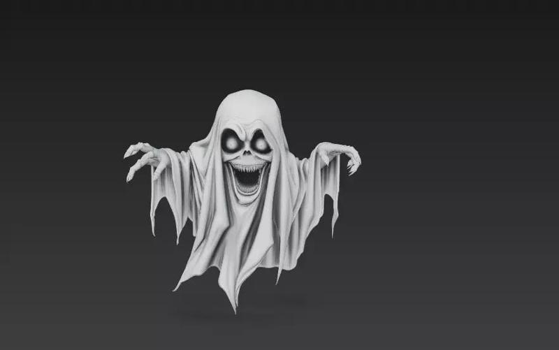 Stylized Ghost Sculpture - Spooky Halloween 3D Model