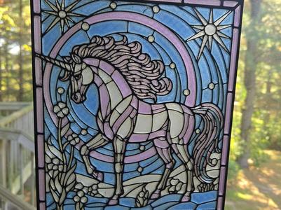 Stained glass unicorn suncatcher