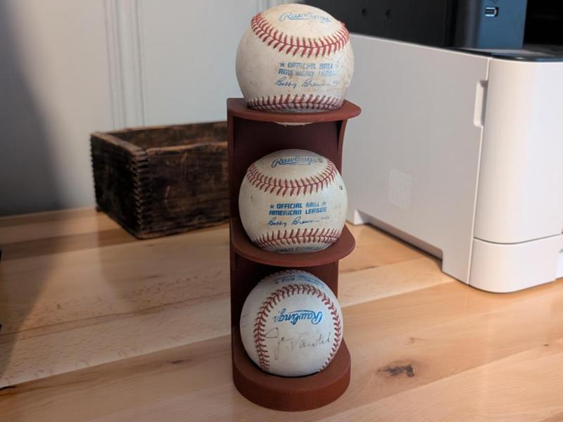 Baseball Display Stand - Three Balls Vertical