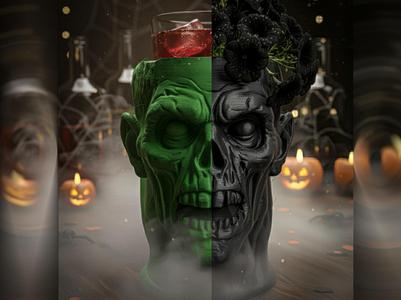 Halloween Rotting Zombie Head - scalable model
