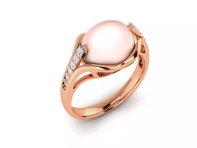 Women Pearl Ring 3dm render details
