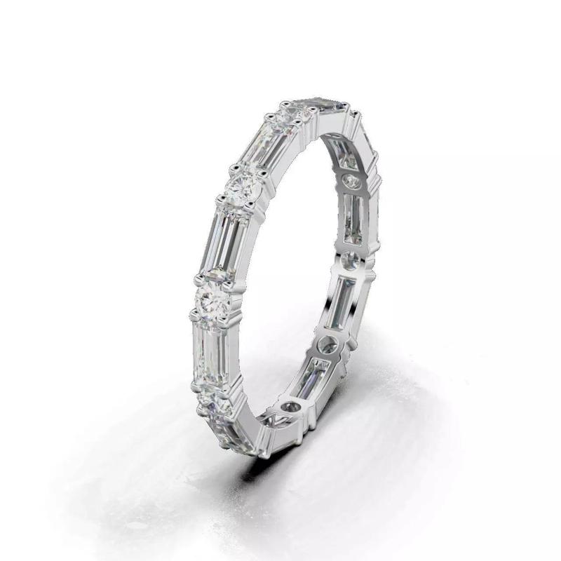 Women ring with round and baguette stones 01