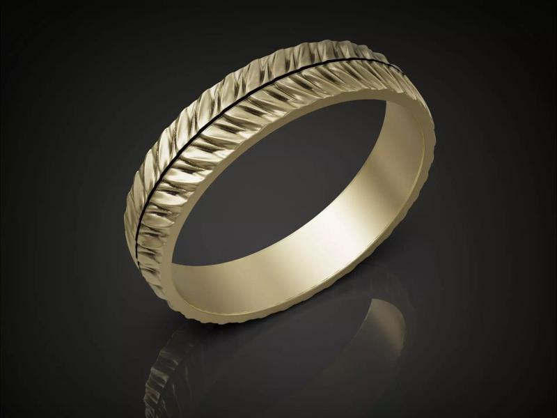 Wedding Band Ring with Braided Texture and Polished Interior